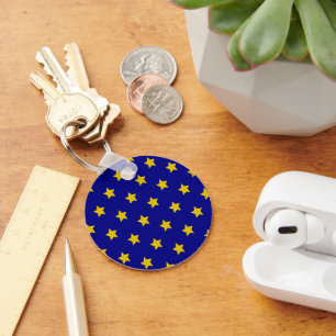 Gouden sterren patroon, marineblauw, exclusief sleutelhanger