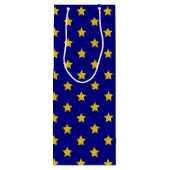 Gouden sterren patroon, marineblauw, exclusief wijn cadeautas (Achterkant)