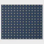 Gouden Sterren Patroon op Navy Blue Cadeaupapier (Vlak)