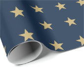 Gouden Sterren Patroon op Navy Blue Cadeaupapier (Rol Hoek)