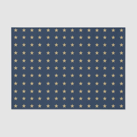 Gouden Sterren Patroon op Navy Blue Tissuepapier (Voorkant)