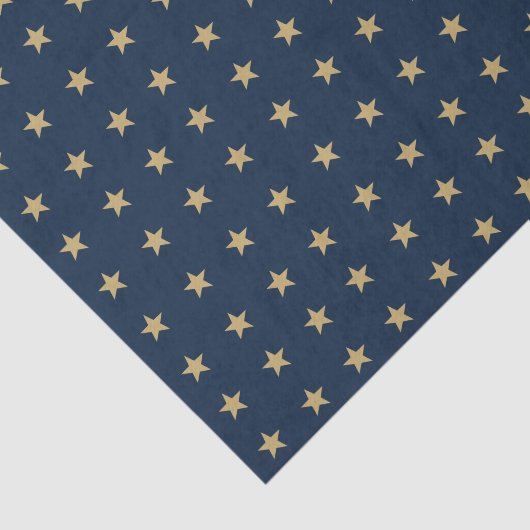 Gouden Sterren Patroon op Navy Blue Tissuepapier (Detail)