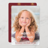 Gouden Sterren Rood Moderne Foto Sjabloon Kerstmis (Voorkant / Achterkant)