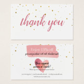 Gouden sterren Roze aquarel bedankje korting Visitekaartje (Voorkant /achterkant)