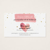 Gouden sterren Roze aquarel bedankje korting Visitekaartje (Achterkant)