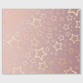 gouden sterren roze inpakpapier (Vlak)