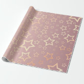 gouden sterren roze inpakpapier (Uitgerold)