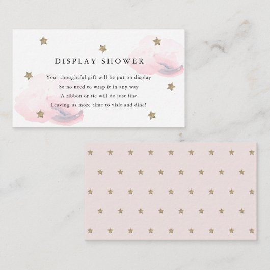 Gouden sterren & roze wolken display douche informatiekaartje (Voorkant / Achterkant)