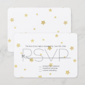 Gouden sterren RSVP Kaartje (Voorkant / Achterkant)