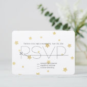 Gouden sterren RSVP Kaartje (Staand voorkant)