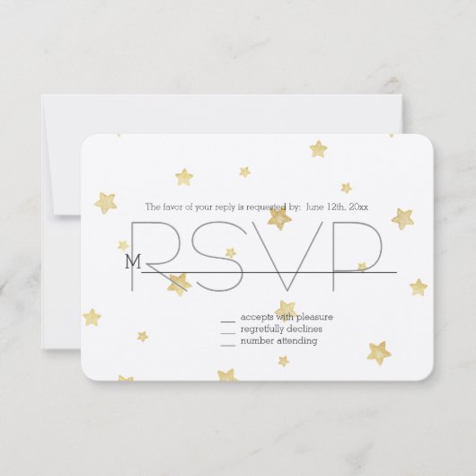 Gouden sterren RSVP Kaartje (Voorkant)