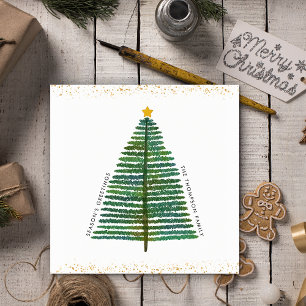 Gouden sterren Scandi Scandinavische Kerstboom Feestdagenkaart