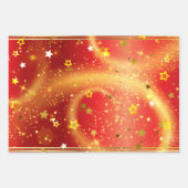 Gouden Sterren Sparkles en Licht op Rood Inpakpapier Vel (Voorkant 3)