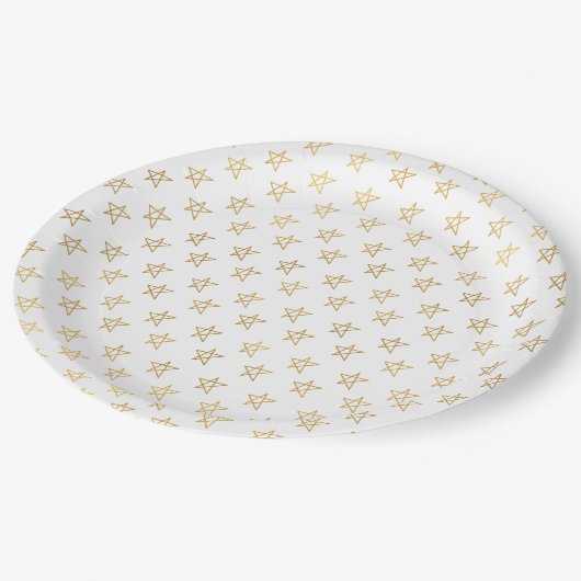 Gouden sterren stralen helder papieren bordje (Gekanteld)