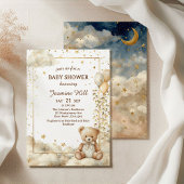Gouden sterren teddybeer babyshower kaart