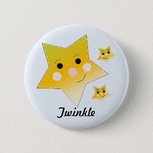 Gouden sterren - Twinkel Ronde Button 5,7 Cm