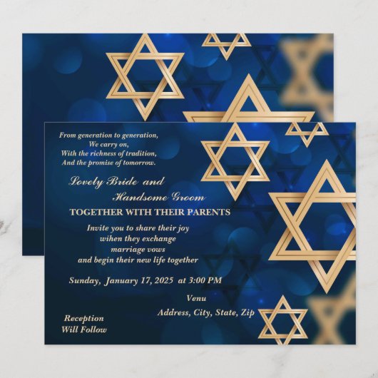 Gouden sterren van David Jewish Kaart (Voorkant / Achterkant)