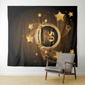 Gouden Sterren Verjaardagsfeest Tapijt Achtergrond Wandkleed (In Situ (horizontaal))