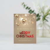 Gouden sterren, versieringen, vrolijk kerstfeest feestdagenkaart (Staand voorkant)