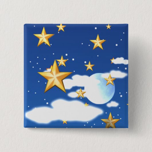 Gouden sterren - vierkante button 5,1 cm (Voorkant)