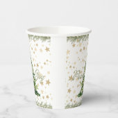 Gouden sterren Vrede en vreugde Groene kerstboom Papieren Bekers (Links)