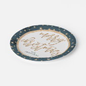 Gouden sterren vrolijk kerst papieren borden midde papieren bordje (Gekanteld)