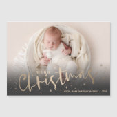 Gouden Sterren Vrolijke Kerstfoto Magnetische Kaar (Voorkant)