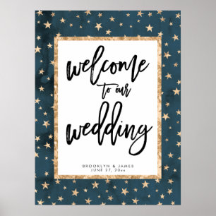 Gouden sterren Welkom bij ons huwelijksgebaar 's n Poster