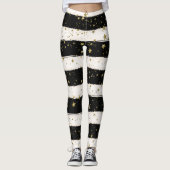 Gouden Sterren Zwart en Witte Strepen Leggings (Voorkant)