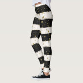 Gouden Sterren Zwart en Witte Strepen Leggings (Links)