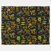 GOUDEN STERRENBEELD JUWELEN, EDELSTENEN, ASTROLOGI FLEECE DEKEN (Voorkant (Horizontaal))