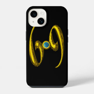 Gouden sterrenbeeld KREFT, Blauwe Opale edelsteen iPhone 14 Hoesje