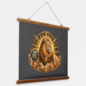 Gouden sterrenbeeld Leeuw met edelstenen Hangend Wandkleed (Gebogen)