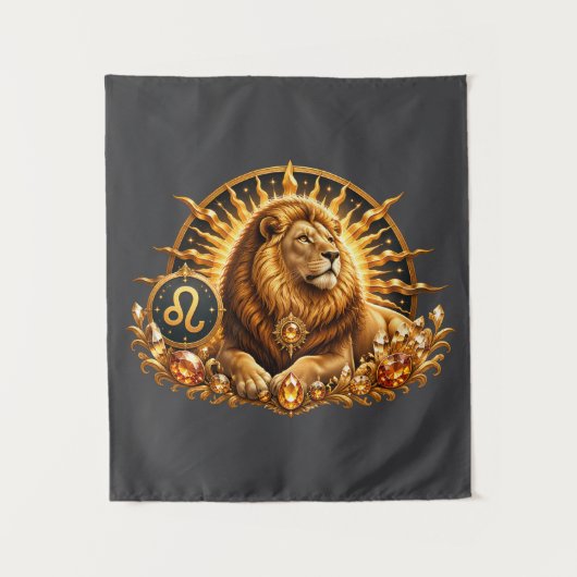 Gouden sterrenbeeld Leeuw met edelstenen Wandkleed (Voorkant)