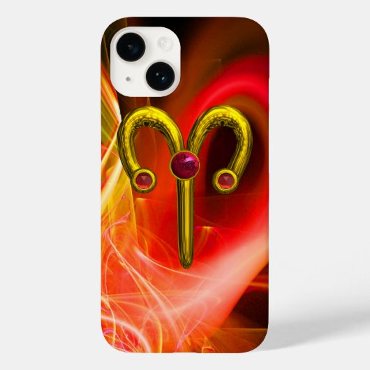 Gouden sterrenbeeld RAM, Rode Gele Fractale Wervel Case-Mate iPhone Case (Achterkant)