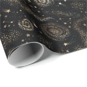 Gouden Sterrenbeeld Sterrenstelsel Patroon Cadeaupapier (Rol Hoek)