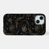 Gouden Sterrenbeeld Sterrenstelsel Patroon iPhone 15 Case (Achterkant horizontaal)