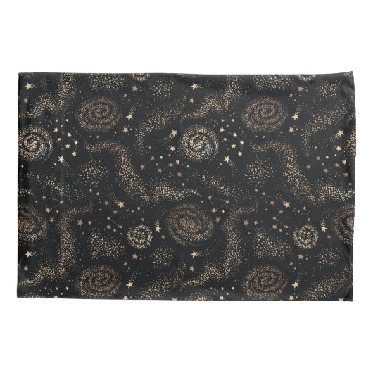 Gouden Sterrenbeeld Sterrenstelsel Patroon Kussensloop (Achterkant-Links)