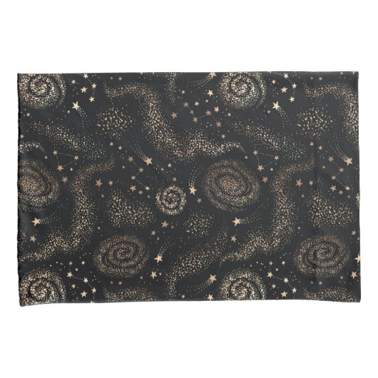 Gouden Sterrenbeeld Sterrenstelsel Patroon Kussensloop (Voorkant-Rechts)