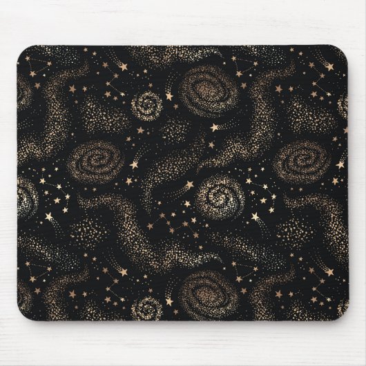 Gouden Sterrenbeeld Sterrenstelsel Patroon Muismat (Voorkant)