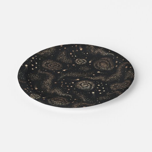 Gouden Sterrenbeeld Sterrenstelsel Patroon Papieren Bordje (Gekanteld)