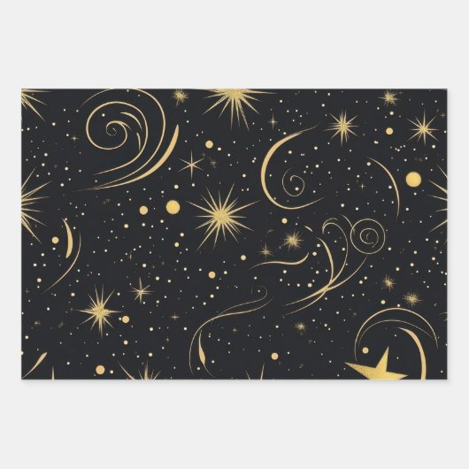 gouden sterrenfolie inpakpapier vel (Voorkant)