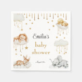 Gouden sterrenhemel slapende dieren servet (Voorkant)