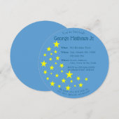 Gouden Sterrenmaan op Blue Kids Verjaardagsfeest Kaart (Voorkant / Achterkant)