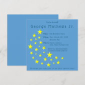 Gouden Sterrenmaan op Picton Blue Gelukkige Verjaa Kaart (Voorkant / Achterkant)