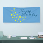 Gouden Sterrenmaan op Picton Blue Gelukkige Verjaa Spandoek (Beurs)