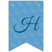 Gouden Sterrenmaan op Picton Blue Gelukkige Verjaa Vlaggetjes (Tweede vlag)