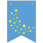 Gouden Sterrenmaan op Picton Blue Gelukkige Verjaa Vlaggetjes (Eerste vlag)