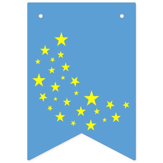 Gouden Sterrenmaan op Picton Blue Gelukkige Verjaa Vlaggetjes (Eerste vlag)