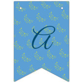 Gouden Sterrenmaan op Picton Blue Gelukkige Verjaa Vlaggetjes (Derde vlag)